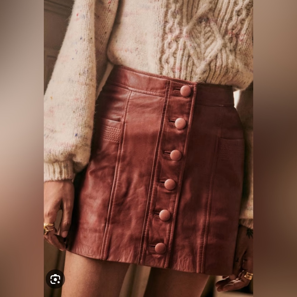Sezane Alison leather skirt